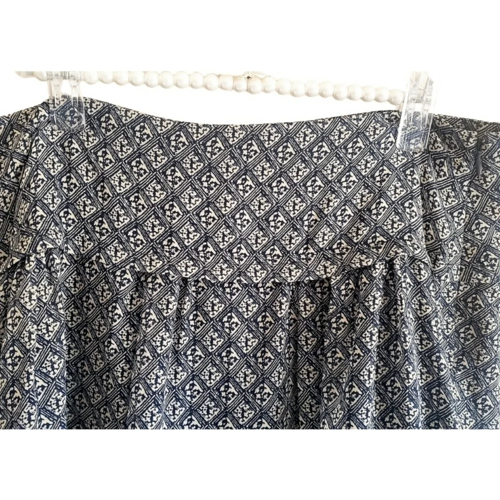 Madewell Silk Skirt Nico Mini Women's M Blue 100% Silk Print Lined Zipper Flared